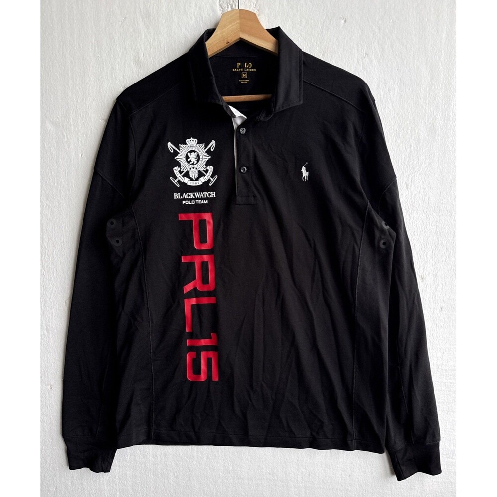 Polo Ralph Lauren BlackWatch Polo Team Shirt Men's Medium Black PRL15 Crest